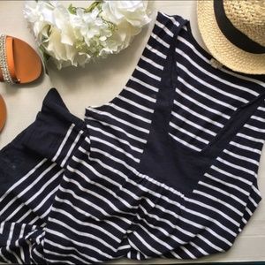 J. Crew Factory Navy and White Striped Sleeveless Dress